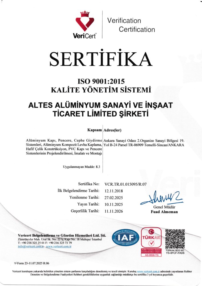 ISO 9001:2015 Kalite Yönetim Sistemi